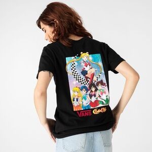 Vans Women's X Sailor Moon Boyfriend Tee T-Shirt Short Sleeve Black NWT